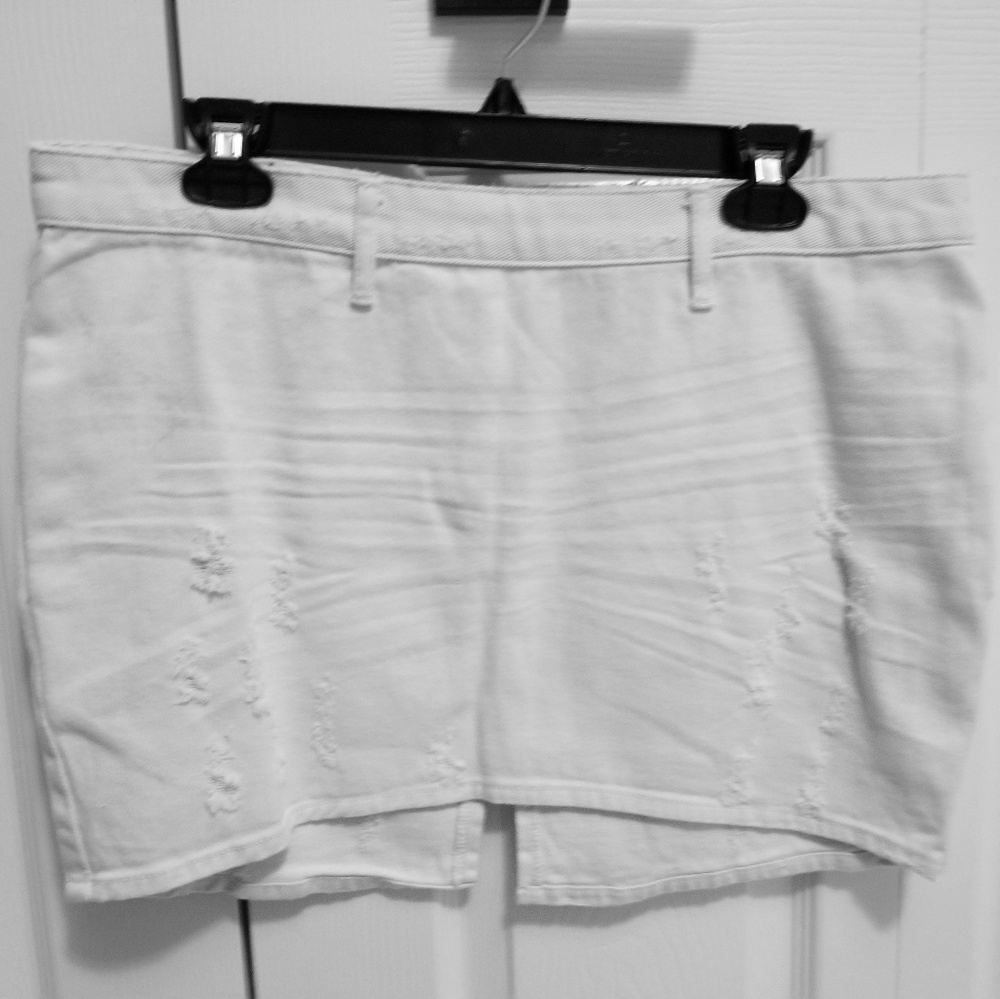 One Teaspoon mini distressed denim white skirt
